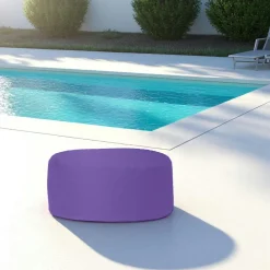 Pouf extérieur imperméable violet - forme ronde ARTA