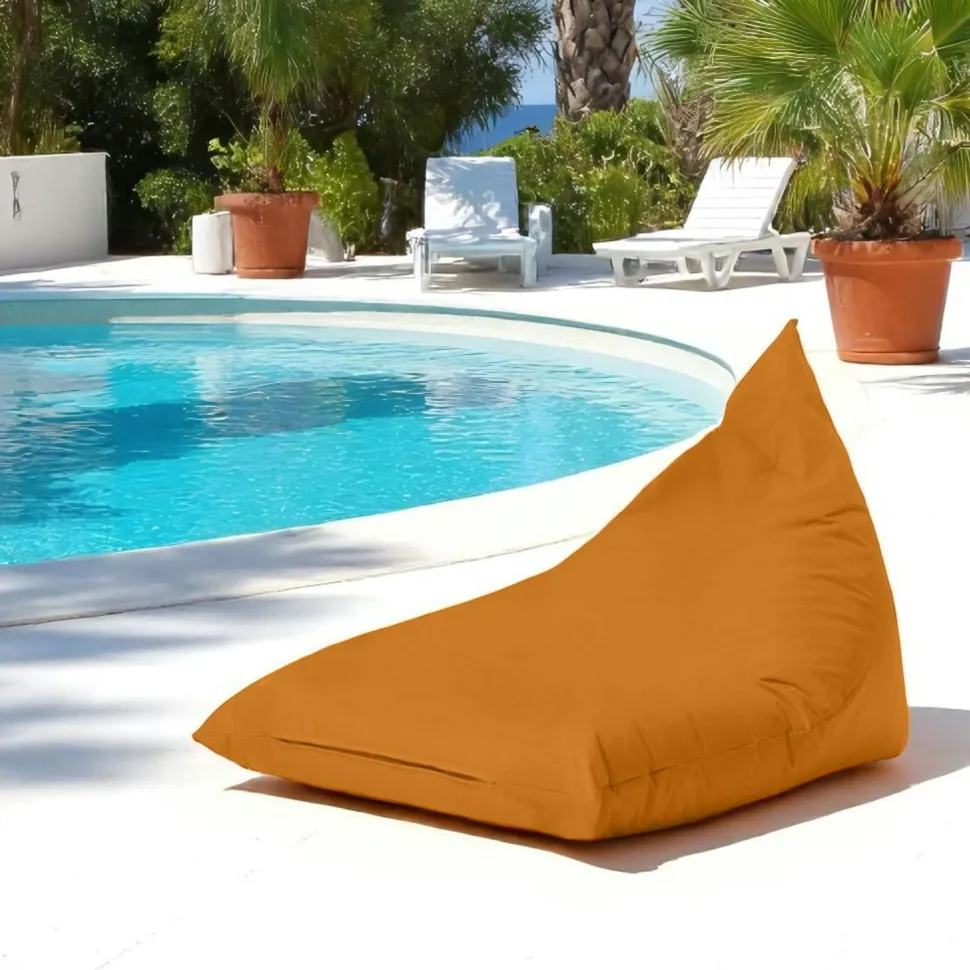 Pouf extérieur imperméable taupe - forme ronde ARTA