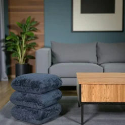 Pouf pivotant bleu nuit effet coussins empilés IENA