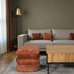 Pouf pivotant terracotta effet coussins empilés IENA