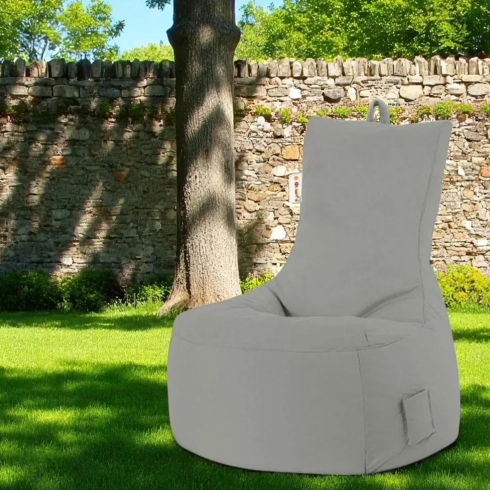 Pouf poire extérieur gris avec poches latérales ARTA