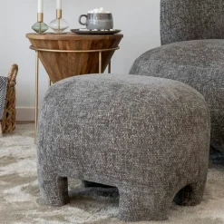 Pouf repose-pieds gris sur 4 pieds BERLIN