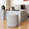 Pouf rond beige en tissu bouclette BRUGES