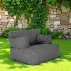 Pouf XXL extérieur avec accoudoirs - gris ARTA