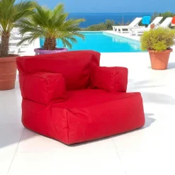 Pouf XXL extérieur avec accoudoirs - rouge ARTA