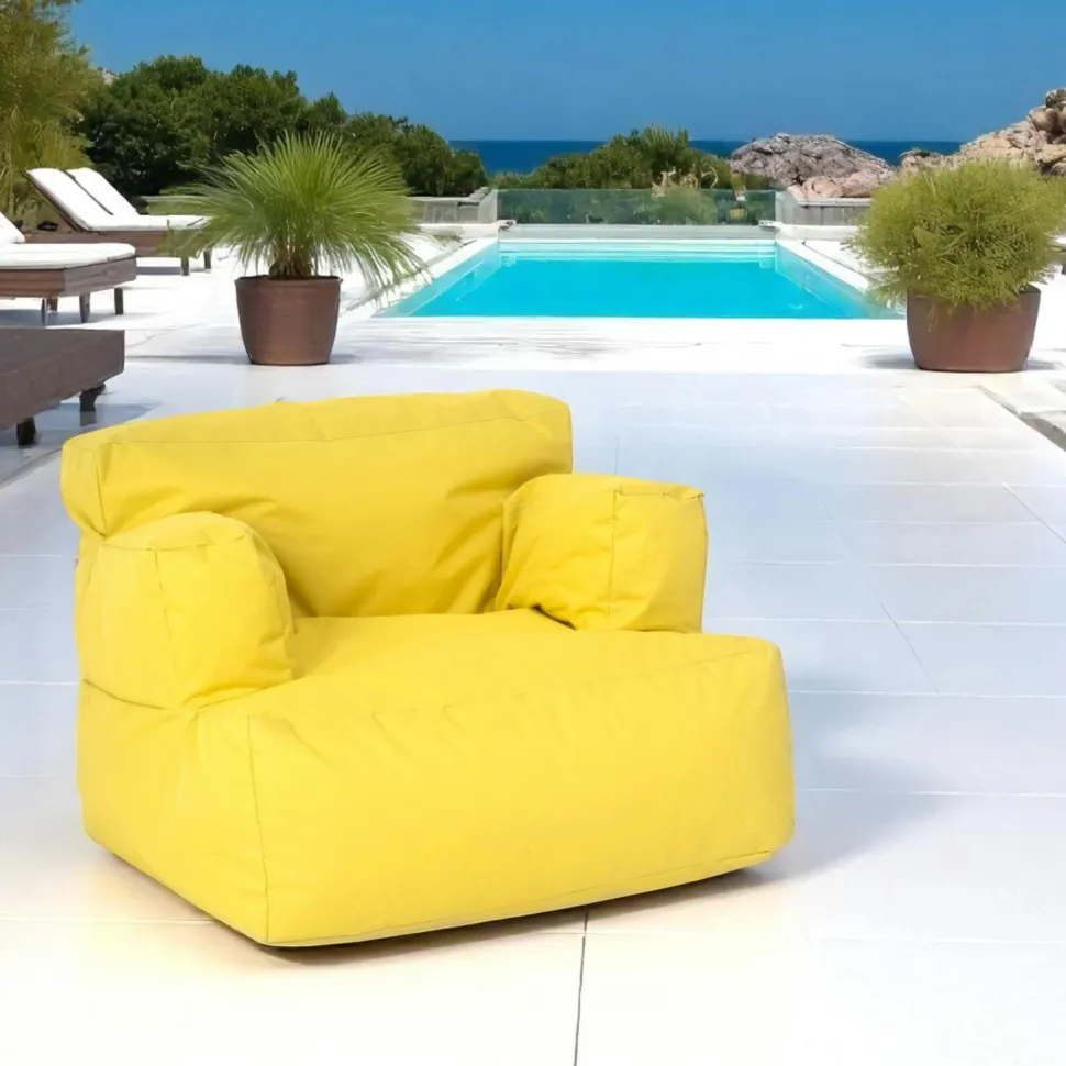 Pouf XXL extérieur avec accoudoirs - jaune ARTA