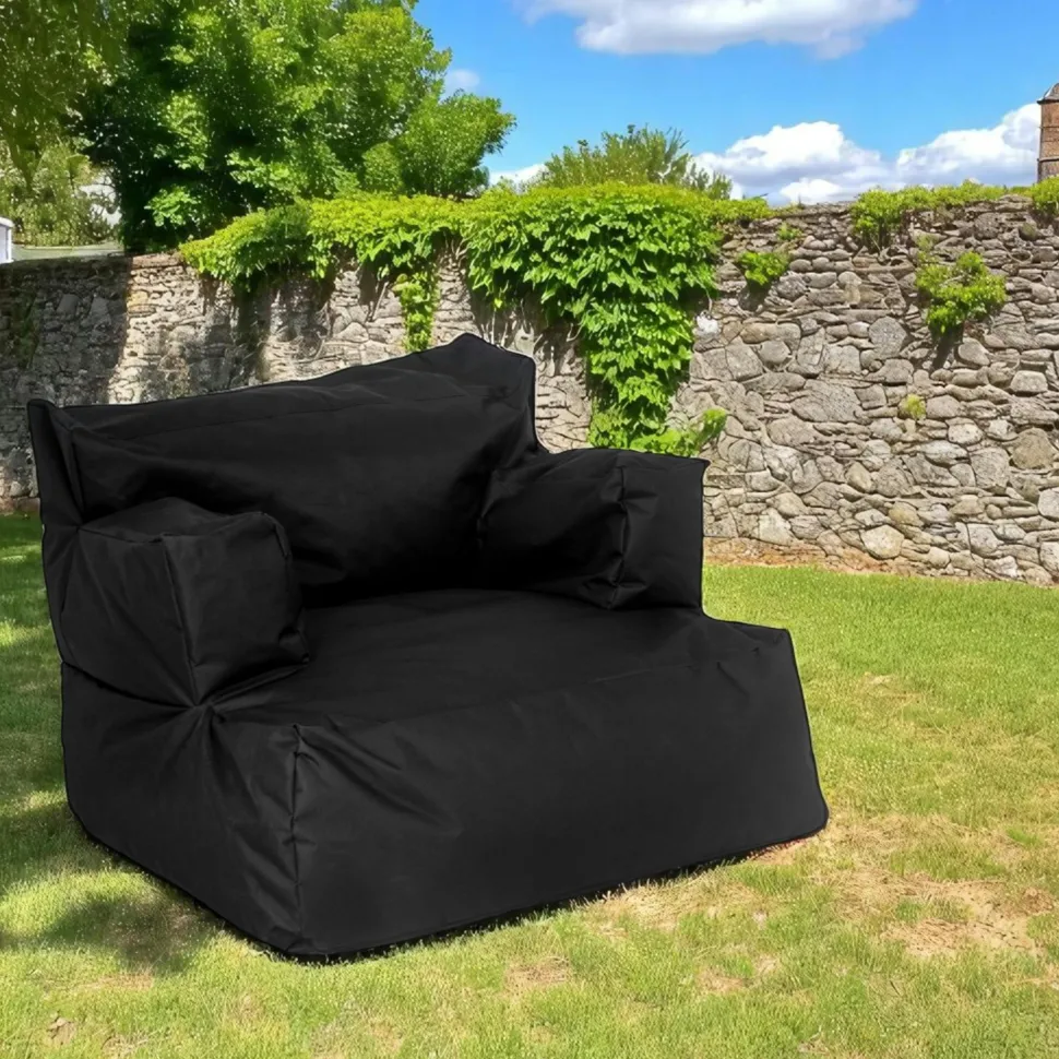 Pouf XXL extérieur avec accoudoirs - jaune ARTA