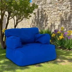 Pouf XXL extérieur avec accoudoirs - bleu ARTA