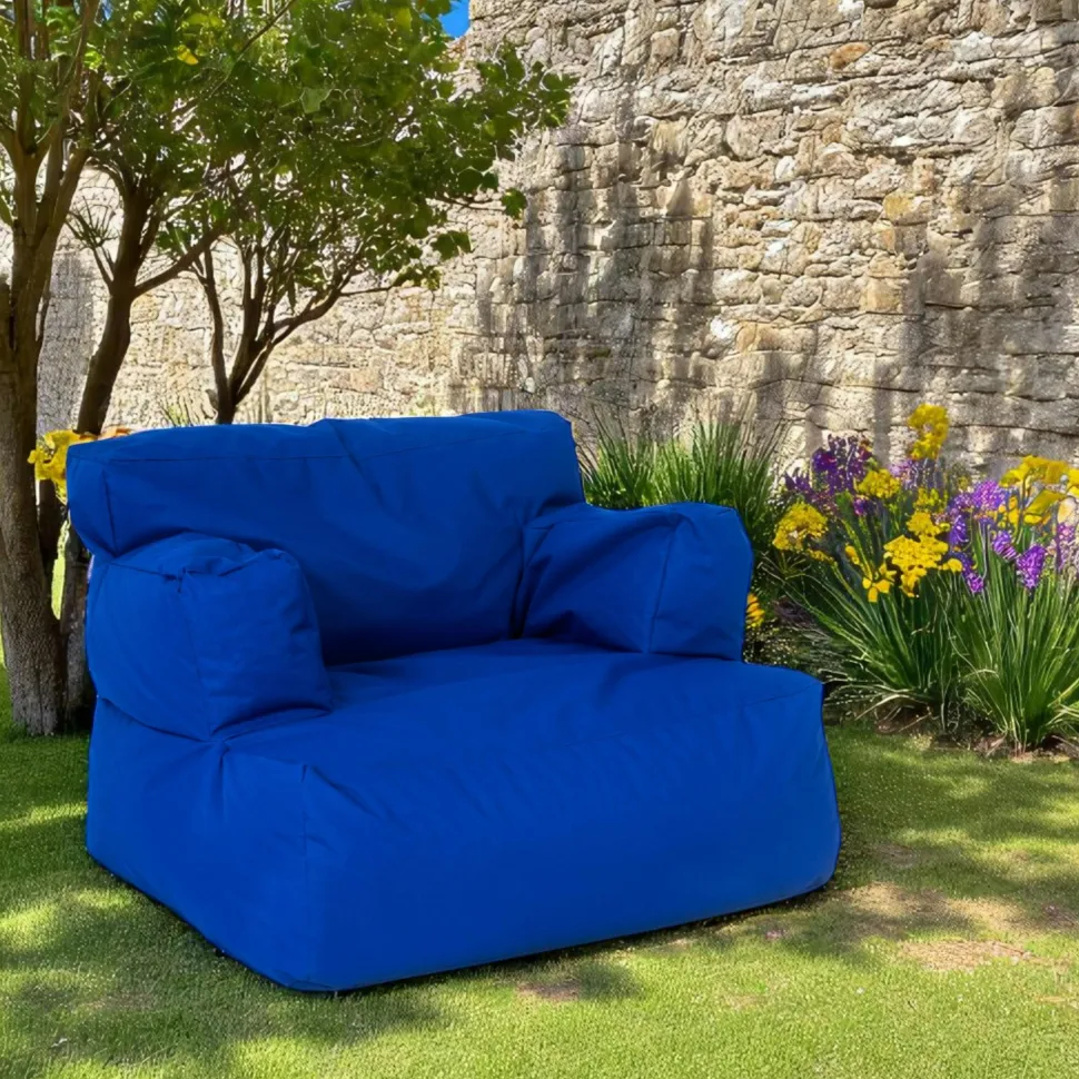 Pouf XXL extérieur avec accoudoirs - bleu ARTA