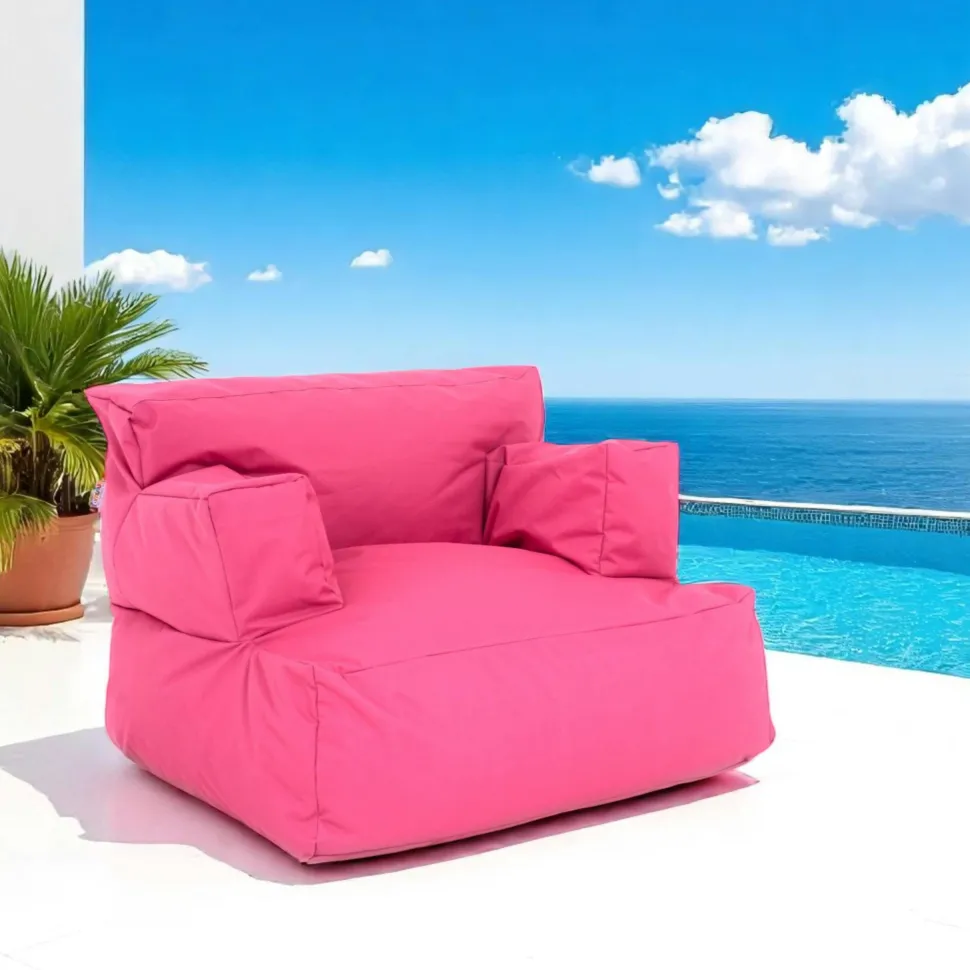 Pouf XXL extérieur avec accoudoirs - rose ARTA