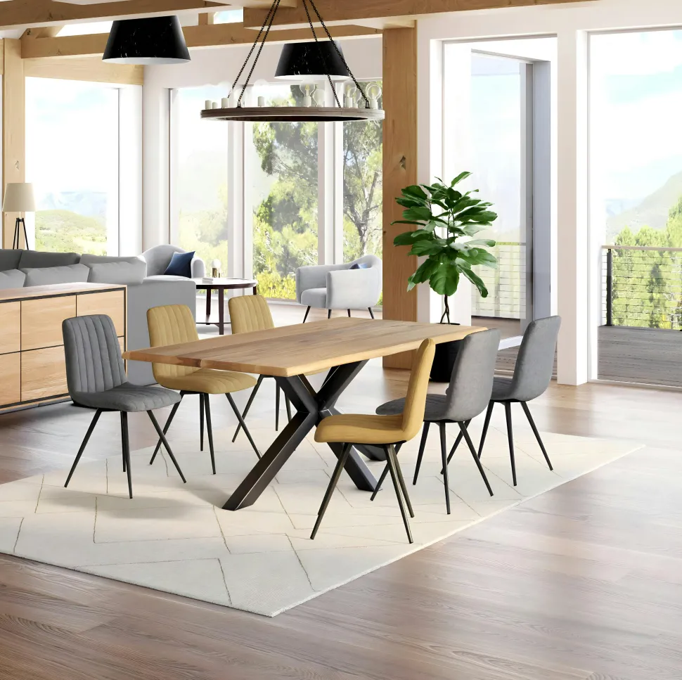Rallonge pour table ETNA bords naturels 180 chêne huilé