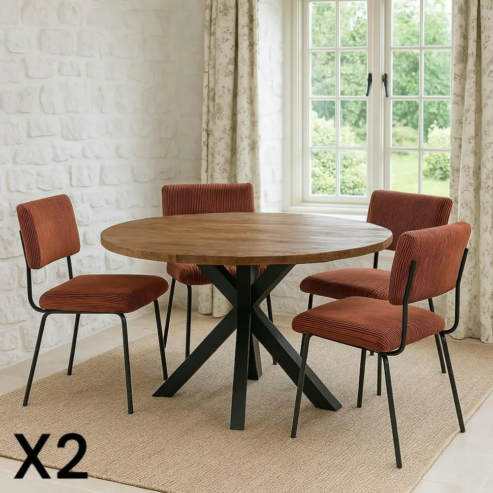 Rallonge pour table ronde extensible en chêne brun 130 cm PALERME (40 cm)