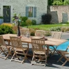 Salon de jardin en teck Table rectangle 200/300 cm et 8 chaises Lombock pliantes SUMMER