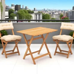 Salon de jardin 2 places - pliant, 4 coussins SORA