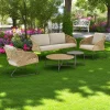 Salon de jardin 4 places avec tables basses, couleur jaune pâle MENDOZA