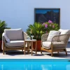 Salon de jardin détente en bois d'acacia et corde tressée (2 fauteuils, 1 petite table ø36 cm) MENDOZA