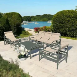 Salon de jardin en aluminium gris ardoise (4 pièces) OSLO