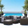 Salon de jardin en rotin synthétique gris (8 éléments) MENDOZA
