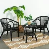 Salon de jardin en rotin noir (2 fauteuils, 1 table basse) COPENHAGUE