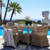 Salon de jardin en rotin gris (1 table ronde ø120 cm, 4 fauteuils de jardin) MENDOZA