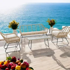 Salon de jardin en résine tressée façon rotin IBIZA