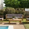 Salon de jardin en teck BERGEN (1 canapé 3 places, 2 fauteuils, 1 table basse)
