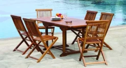 Salon de jardin en teck BERGEN (1 canapé 3 places, 2 fauteuils, 1 table basse)