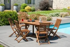 Salon de jardin en teck BERGEN (1 canapé 3 places, 2 fauteuils, 1 table basse)