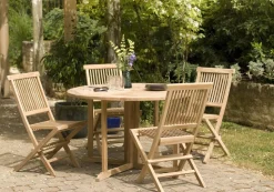 Salon de jardin en Teck table ronde 120cm 4 chaises SUMMER