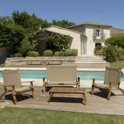 Salon de jardin pliant 2 places en bois d'acacia BAHIA