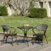 Salon de jardin table ronde noire D70 cm + 2 fauteuils bistrot tissu marron GIJON