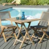 Salon de Jardin Teck Table carrée 70x70 + 2 chaises pliantes SUMMER ref. 30020852