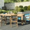 Salon de Jardin Teck Table 220x100 + 6 fauteuils empilables BERGEN ref. 30020837