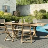 Salon de Jardin Teck Table extensible 180/240 + 6 chaises pliantes SUMMER ref. 30020856