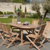 Salon de jardin Teck table ovale 150/200cm 6 chaises SUMMER