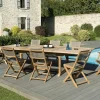 Salon de Jardin Teck Table extensible 200/300 + 6 chaises pliantes 2 fauteuils pliants SUMMER ref. 30020853