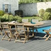 Salon de Jardin Teck Table ovale extensible 180/240 + 6 chaises pliantes SUMMER ref. 30020842