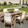 Salon de jardin Teck textile table 180cm 6 fauteuils SUMMER