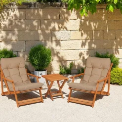 Salon jardin détente beige - 2 assises confort SORA