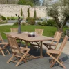 Salon jardin Teck table extensible 180/240cm 6 chaises SUMMER