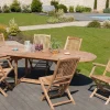 Salon jardin Teck table ovale 180 cm 4 chaises 2 fauteuils SUMMER