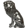 Sculpture moderne de lion rugissant couleur argent