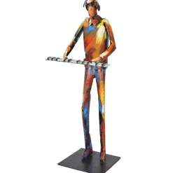 Sculpture moderne en métal peint claviériste