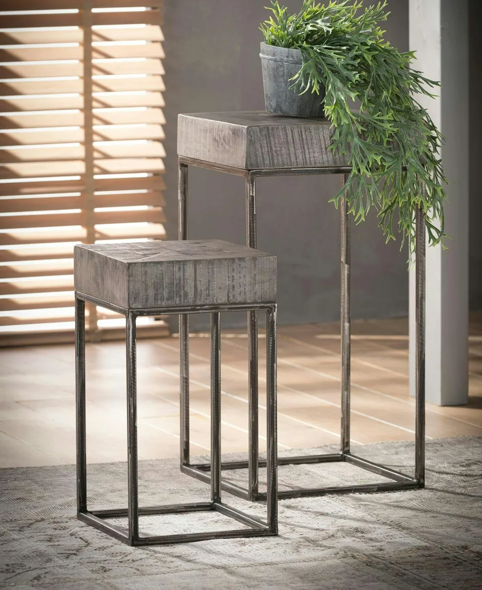 Sellette bois de manguier gris 70 cm LUCKNOW