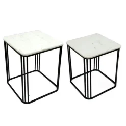 Sellette carrée plateau en marbre (lot de 2)