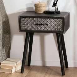 Sellette porte-plante bois-métal noir 80 cm CORUMBA
