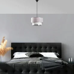 Suspension blanche - double abat-jour avec tressage ZURICH