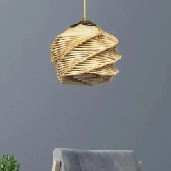 Suspension bohème forme boule - effet bambou OLTEN