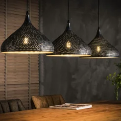 Suspension contemporaine ajourée 3 lampes forme bougie RALF
