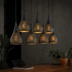 Suspension contemporaine ajourée 3 lampes forme bougie RALF